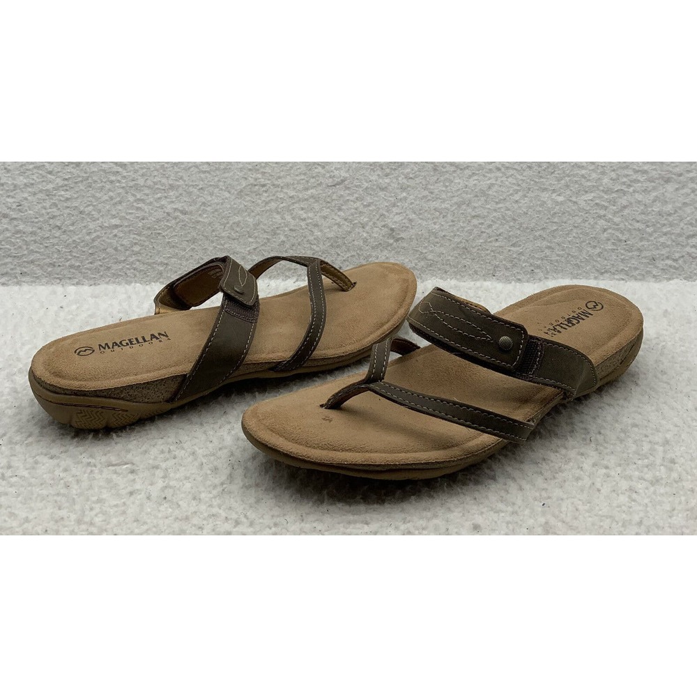 Magellan Outdoors Sandals Womens 11 Strappy Flip Flop‎ Thong Tan Brown Summer
